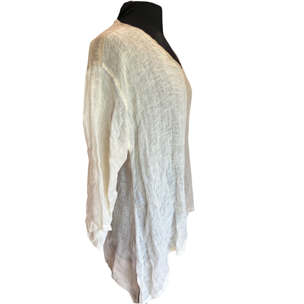 Moonlight Y & S Fashion Design Linen Gauze Colorblock Tunic Top Tan Cream OS